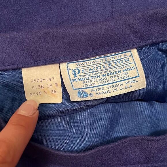 Pendleton Women's Blue Made in USA Pure Virgin Wool Midi Skirt Size 18W NWT - Picture 7 of 8
